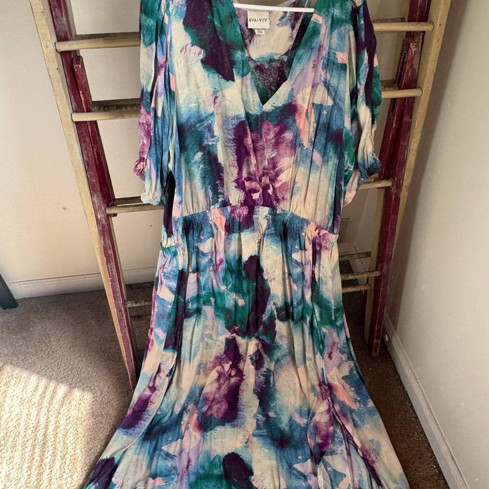 Colorful Watercolor Maxi Dress
